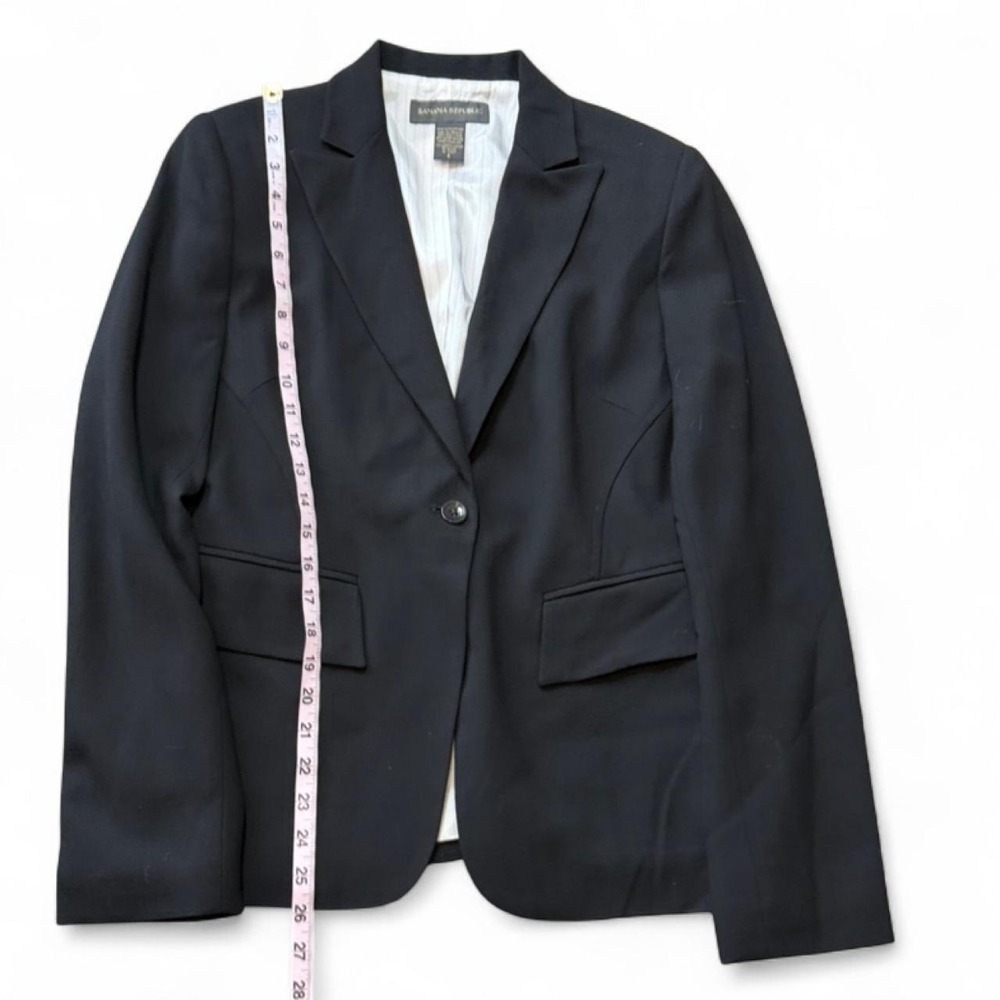 Vintage Y2K Banana Republic Black Wool Blend Tailored Blazer, Women's Size 8 - Picture 8 of 8